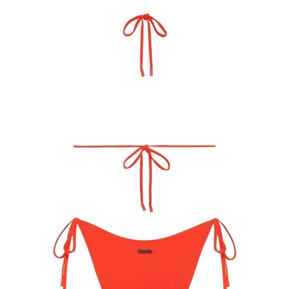 Red Rib Vinca candy string bathing suit top - Picture 3 of 9